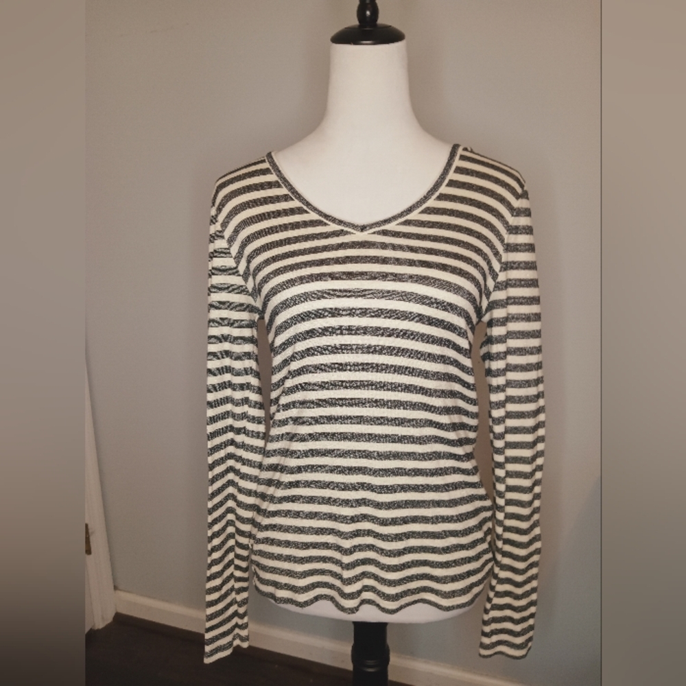 Michael Stars For Anthropologie Striped Black and White Women's Top